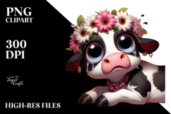 Holstein Cow with Flower Crown PNG Product Image 2