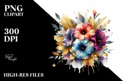Vibrant Petunia Splash Bouquet | Sublimation | Clipart Product Image 3