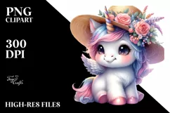 Cute Baby Unicorn with Hat | Clipart Product Image 1