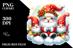 Santa with Gnomes on Cloud PNG Product Image 2