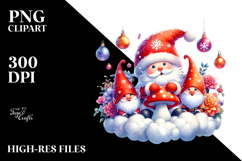 Santa with Gnomes on Cloud PNG Product Image 2