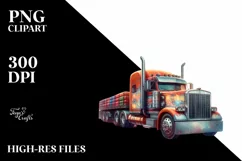 Sublimation Flower Sticker Vintage Semi Truck Fireworks Product Image 3