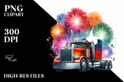 Sublimation Flower Sticker Vintage Semi Truck Fireworks Product Image 1