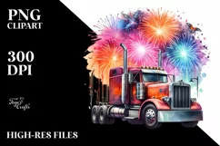 Sublimation Flower Sticker Vintage Semi Truck Fireworks Product Image 3