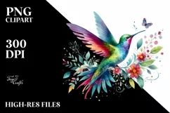 Colorful Watercolor Hummingbird Clipart Product Image 3