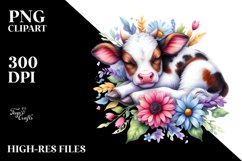 Sleeping Baby Cow Clipart Product Image 1
