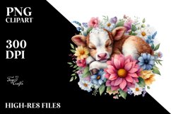 Sleeping Baby Cow Clipart Product Image 1