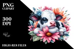 Sleeping Baby Cow Clipart Product Image 1