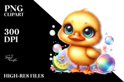 Goofy Baby Duck with Soap Bubble PNG Product Image 2
