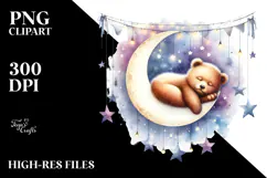 Vibrant Watercolor Baby Bear | Sublimation | Clipart Product Image 2