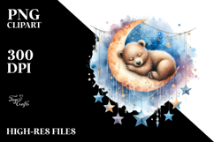 Vibrant Watercolor Baby Bear | Sublimation | Clipart Product Image 2