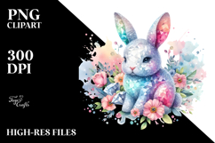 Colorful Watercolor Bunny Made of Diamonds PNG Product Image 2