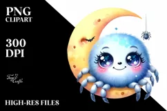 Colorful Baby Spider Resting by Moon | Sublimation | Clipart Product Image 3