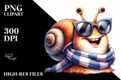 Whimsical Snail Scarf Watercolor Clipart Product Image 1