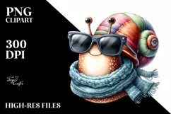Whimsical Snail Scarf Watercolor Clipart Product Image 1