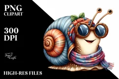 Whimsical Snail Scarf Watercolor Clipart Product Image 3