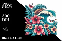 Retro Tropical Flower Waves | Clipart Product Image 1