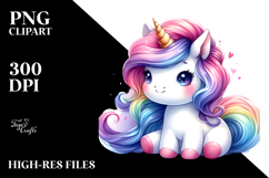 Cute Baby Unicorn Watercolor PNG Product Image 2