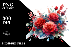 Vibrant Red Roses Abstract | Sublimation Clipart Product Image 2