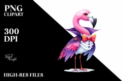 Colorful Flamingo Vampire | Sublimation Clipart Product Image 1