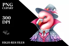 Colorful Flamingo Vampire | Sublimation Clipart Product Image 3