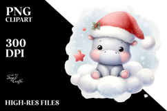 Santa Hippo on Cloud PNG Product Image 2