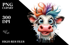 Funny Cow with Cool Hair, High-Quality PNG Product Image 2