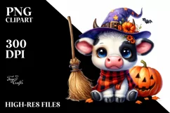 Cute Baby Cow Dressed for Halloween | Sublimation | Clipart Product Image 3