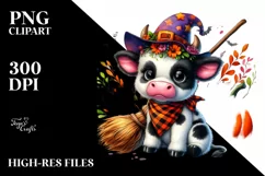 Cute Baby Cow Dressed for Halloween | Sublimation | Clipart Product Image 3