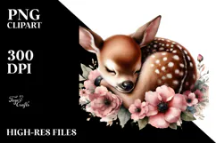 Baby Deer Sleeping on Flower PNG Product Image 2