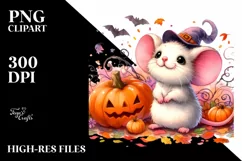 Vibrant Watercolor Baby Mouse Silhouette | Clipart Product Image 1