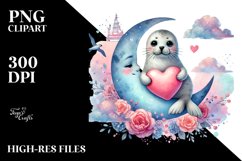 Adorned Seal Moon Heart PNG Product Image 2