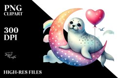 Adorned Seal Moon Heart PNG Product Image 2