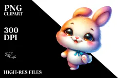 Cute Smiling Baby Bunny Dancing Awkwardly, PNG Product Image 2