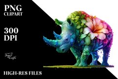 Abstract Vibrant Rhino PNG Product Image 3