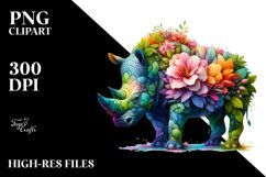 Abstract Vibrant Rhino PNG Product Image 1