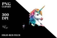 Baby Unicorn in Urban Scene PNG Product Image 3