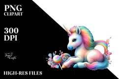 Baby Unicorn in Urban Scene PNG Product Image 3