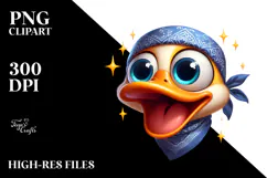 Excited Duck with Bandana PNG Product Image 2
