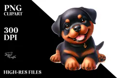 Cute Rottweiler with Big Eyes PNG Product Image 2