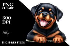 Cute Rottweiler with Big Eyes PNG Product Image 2