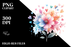 Simple Flower with Hearts PNG Product Image 2