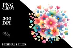 Simple Flower with Hearts PNG Product Image 2