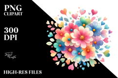Simple Flower with Hearts PNG Product Image 2