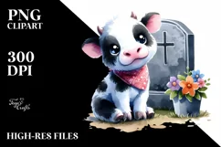Cute Baby Cow with Grave | Clipart Product Image 3
