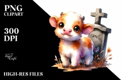 Cute Baby Cow with Grave | Clipart Product Image 1