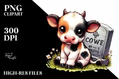 Cute Baby Cow with Grave | Clipart Product Image 3