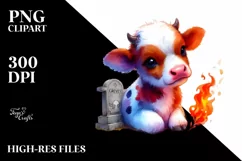 Cute Baby Cow with Grave | Clipart Product Image 1