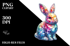 Colorful Bunny with Diamond Splash PNG Product Image 2