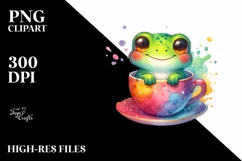 Colorful Baby Frog in Tea Cup | Clipart Product Image 1